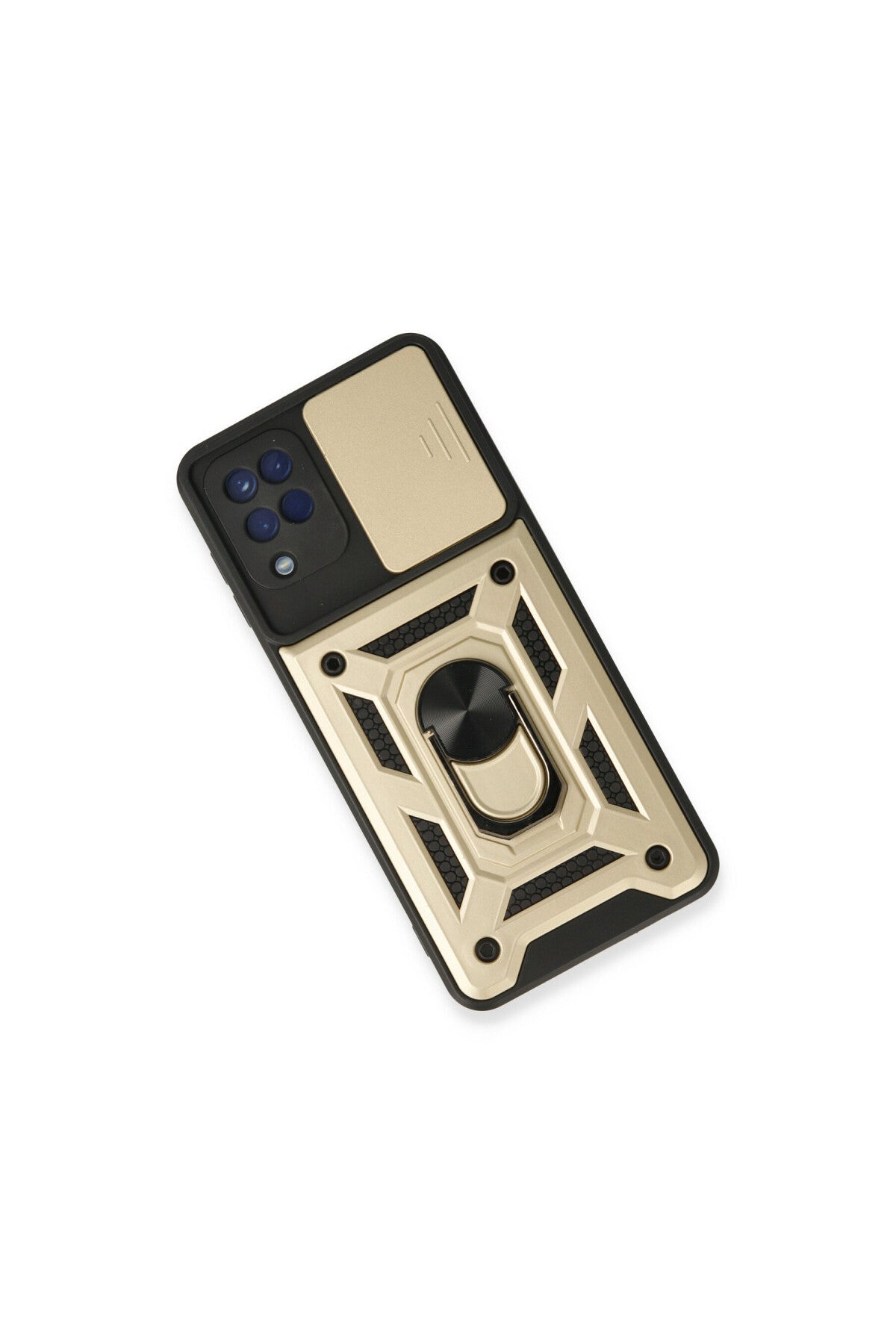 Samsung Galaxy A22 Uyumlu Kılıf Pars Lens Yüzüklü Silikon - Gold