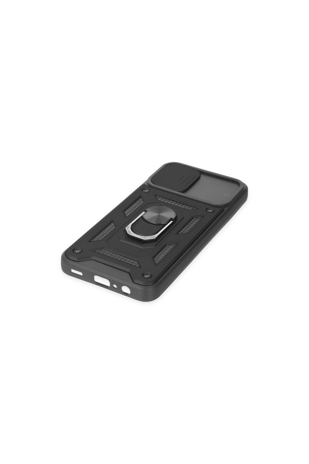 Samsung Galaxy A03 Uyumlu Kılıf Pars Lens Yüzüklü Silikon - Siyah