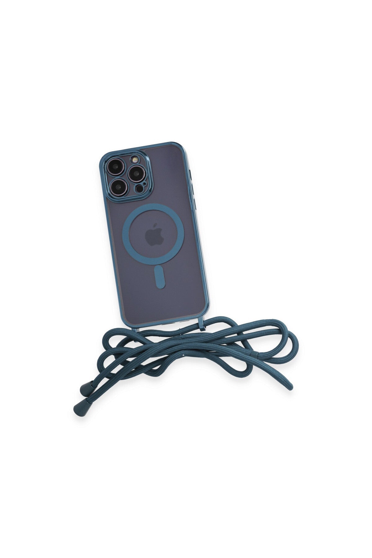 Apple iPhone 12 Pro Max Uyumlu Kılıf Divo Lazer Askılı Magsafe Kapak - Sierra Blue