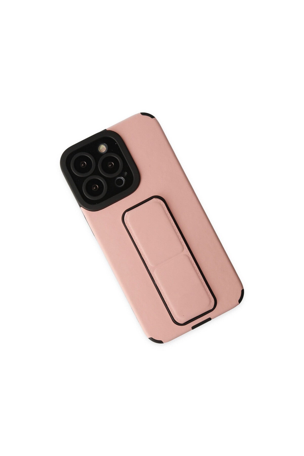 Apple iPhone 14 Pro Uyumlu Kılıf Mega Standlı Silikon - Pudra