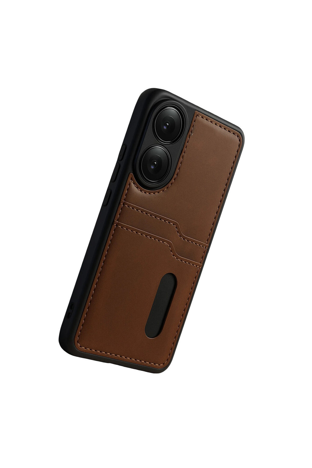 Oppo A38 Uyumlu Sara Kartvizitli Deri Kılıf - Taba