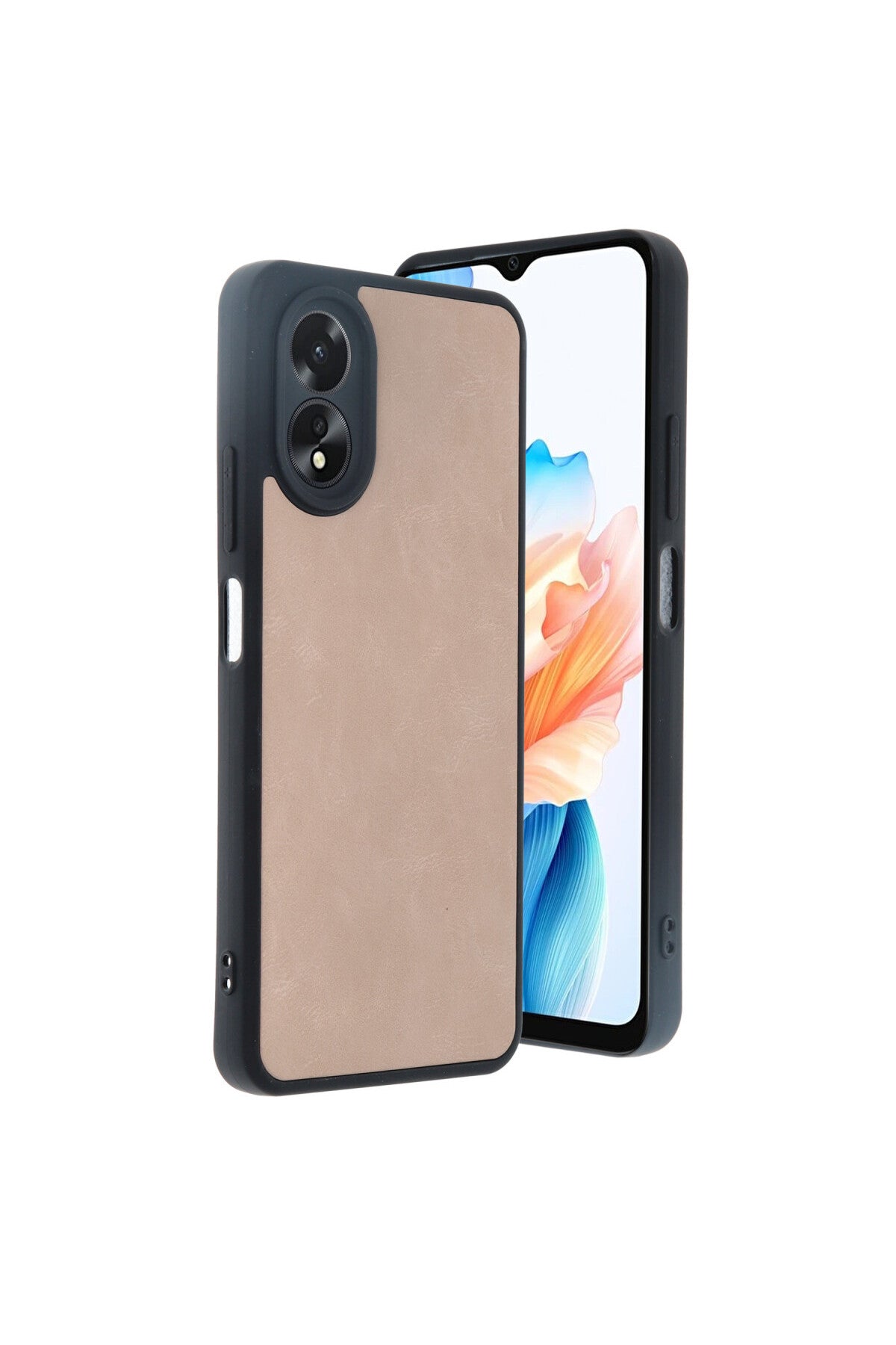 Oppo A38 Uyumlu Kılıf Aras Deri Kapak - Pudra