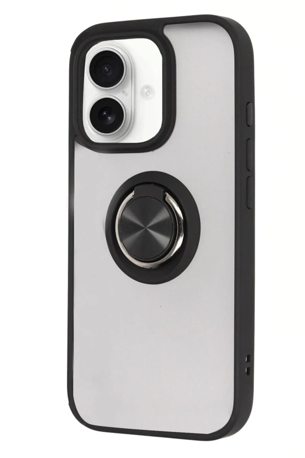 Apple iPhone 16 Uyumlu Kılıf Montreal Yüzüklü Silikon Kapak - Siyah