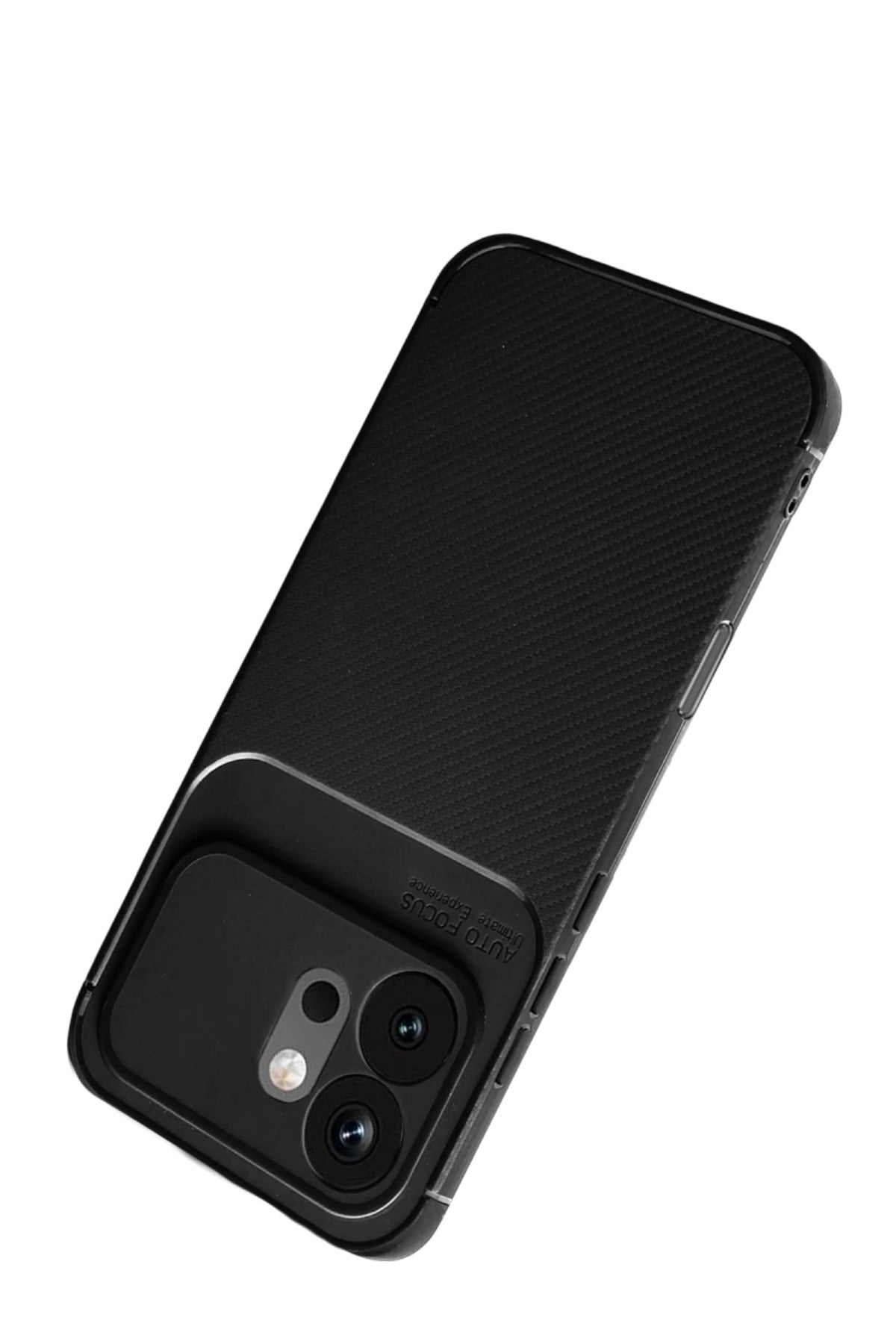 Huawei Honor 600 Uyumlu Auto Focus Karbon Kapak - Siyah