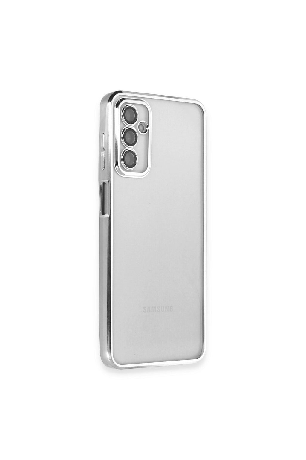 Samsung Galaxy M23 Uyumlu Kılıf Lensli Silikon - Gümüş