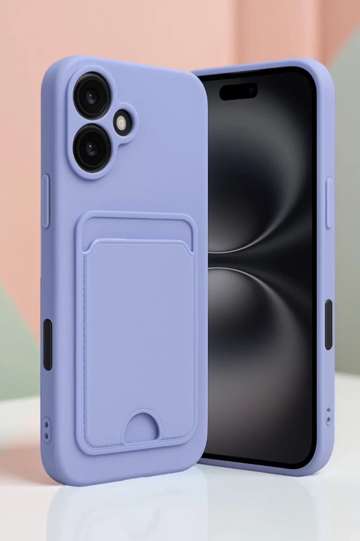 Apple iPhone 16 Uyumlu Kılıf Kelvin Kartvizitli Silikon - Bordo