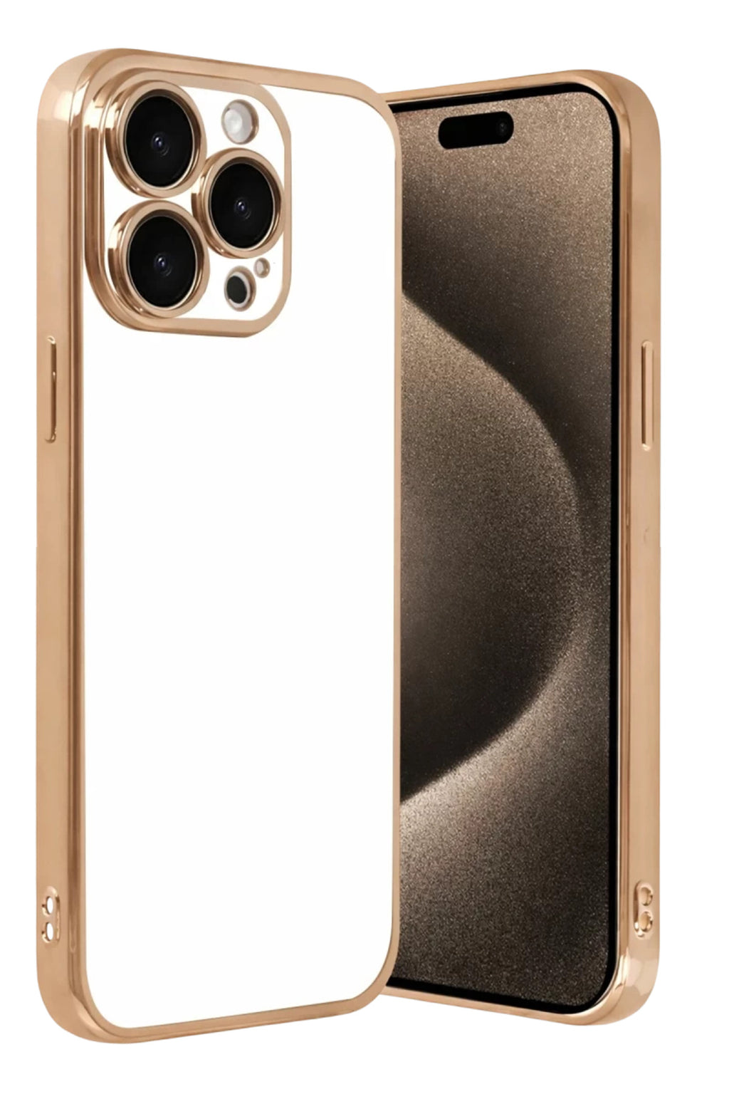 Apple iPhone 15 Pro Max Uyumlu Lensli Silikon - Gold