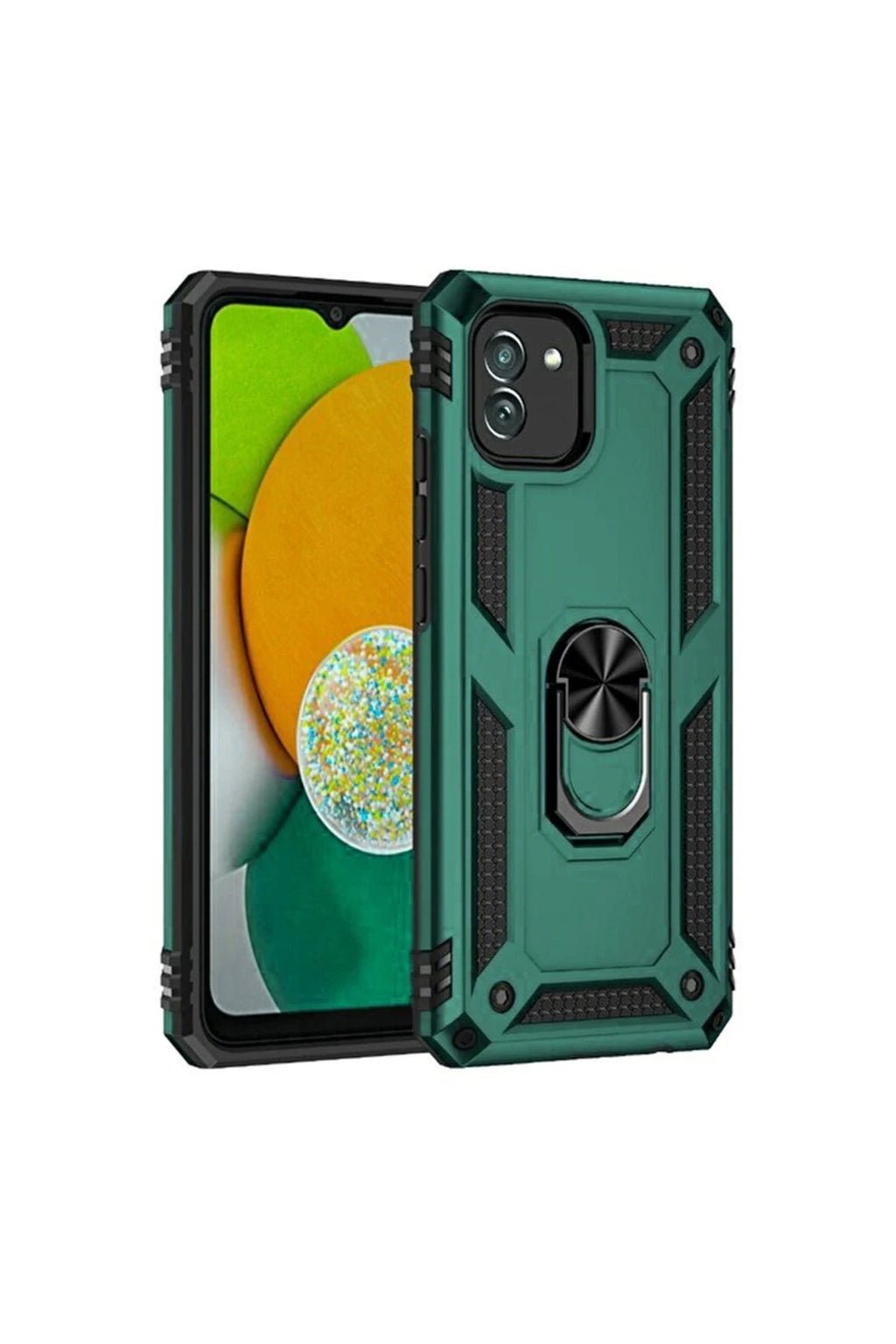 Samsung Galaxy A03 Uyumlu Kılıf Sofya Yüzüklü Silikon Kapak - Yeşil