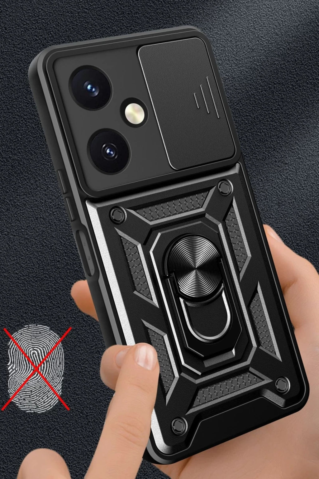 Vivo Y27 Uyumlu Kılıf Pars Lens Yüzüklü Silikon - Siyah