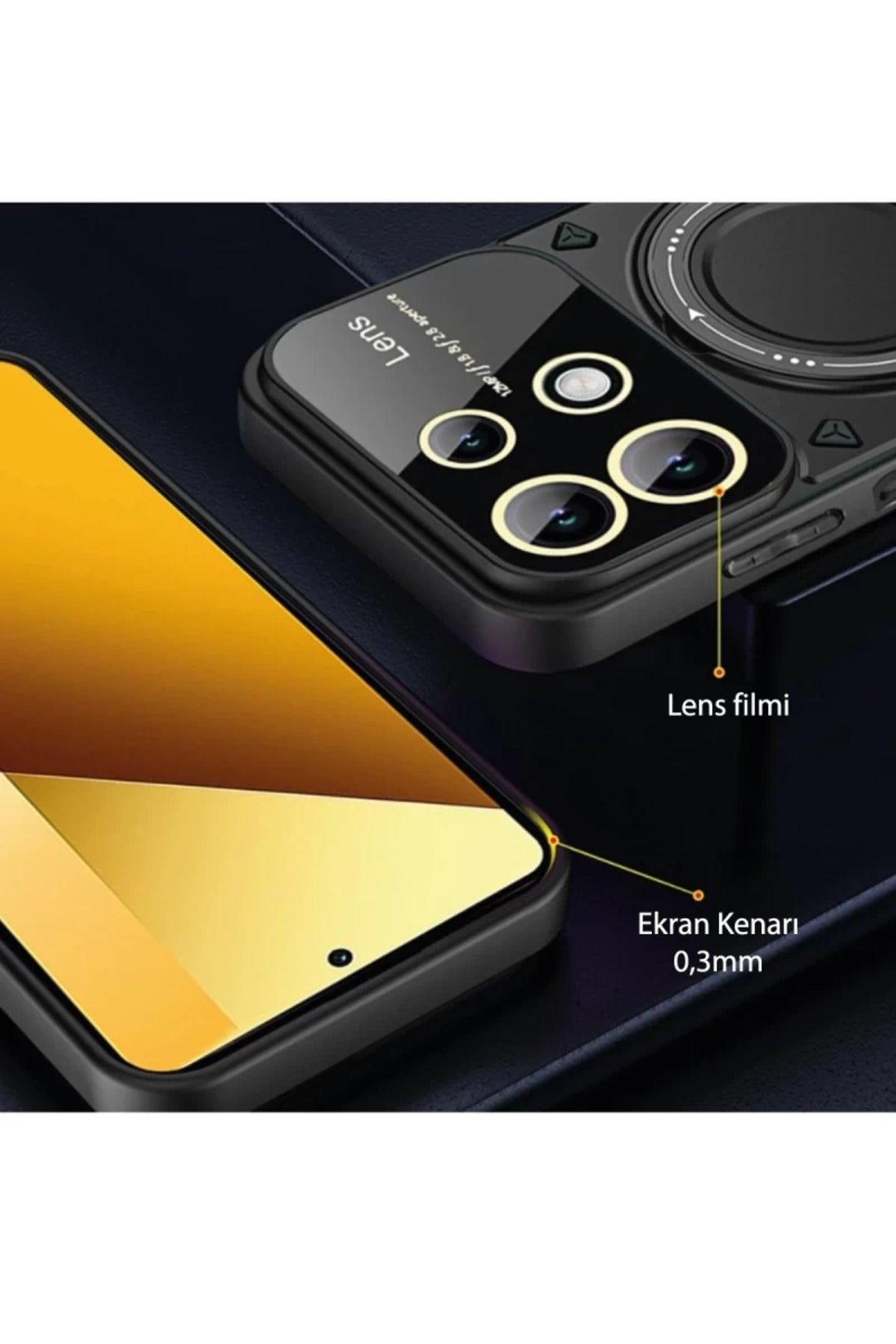 Xiaomi Redmi Note 13 4G Uyumlu Kılıf Joy Lens Standlı Kapak - Mor