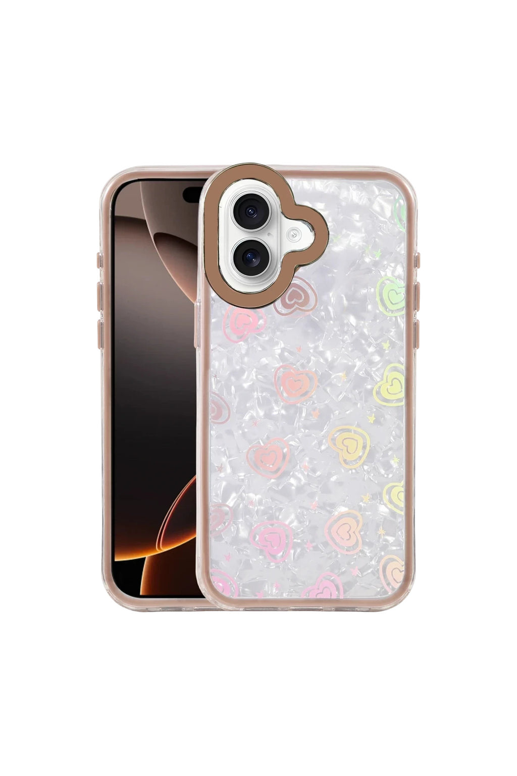Apple iPhone 16 Uyumlu Lumi Desenli Kapak - Çöl Titanyum