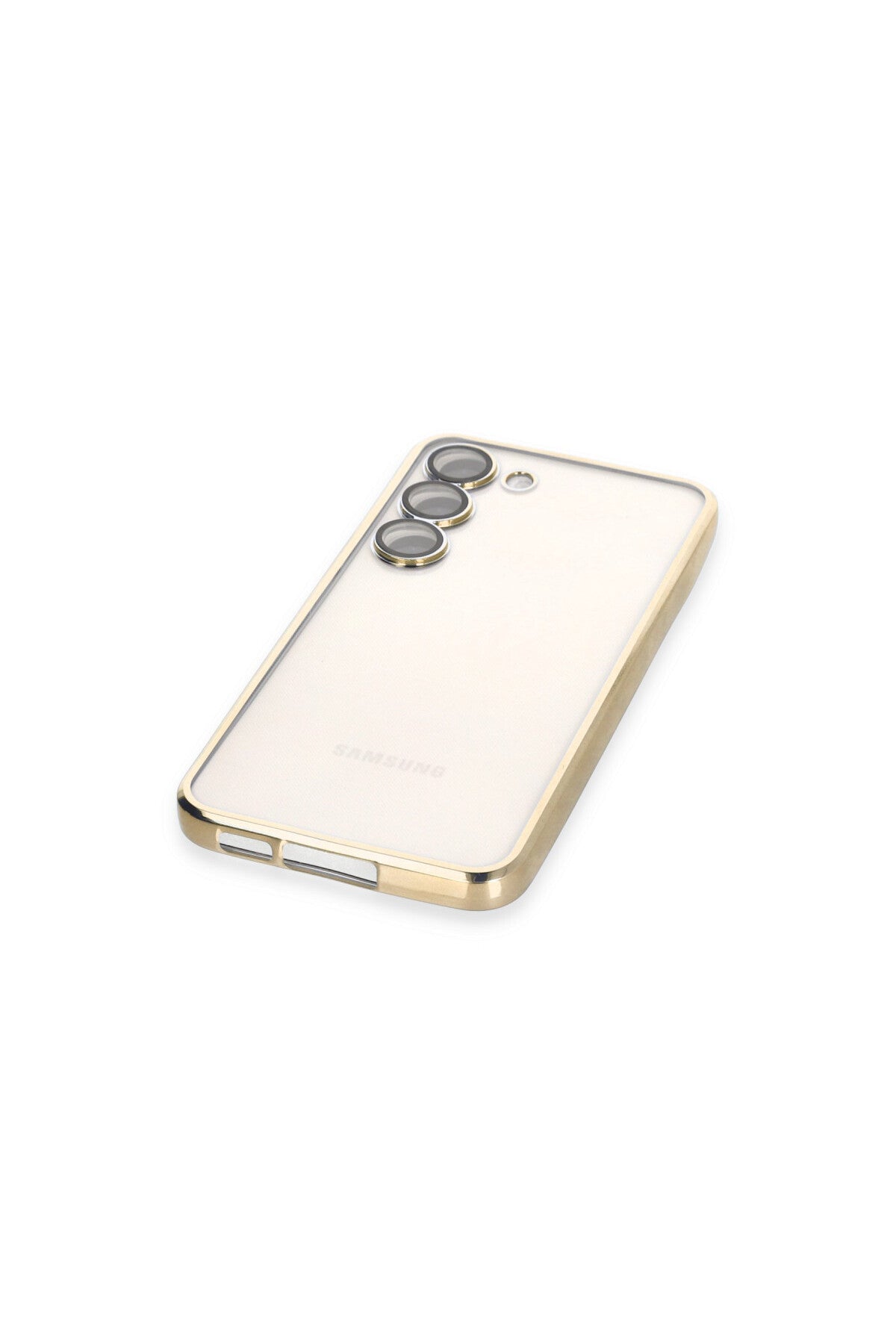 Samsung Galaxy S23 Plus Uyumlu Kılıf Lensli Silikon - Gold