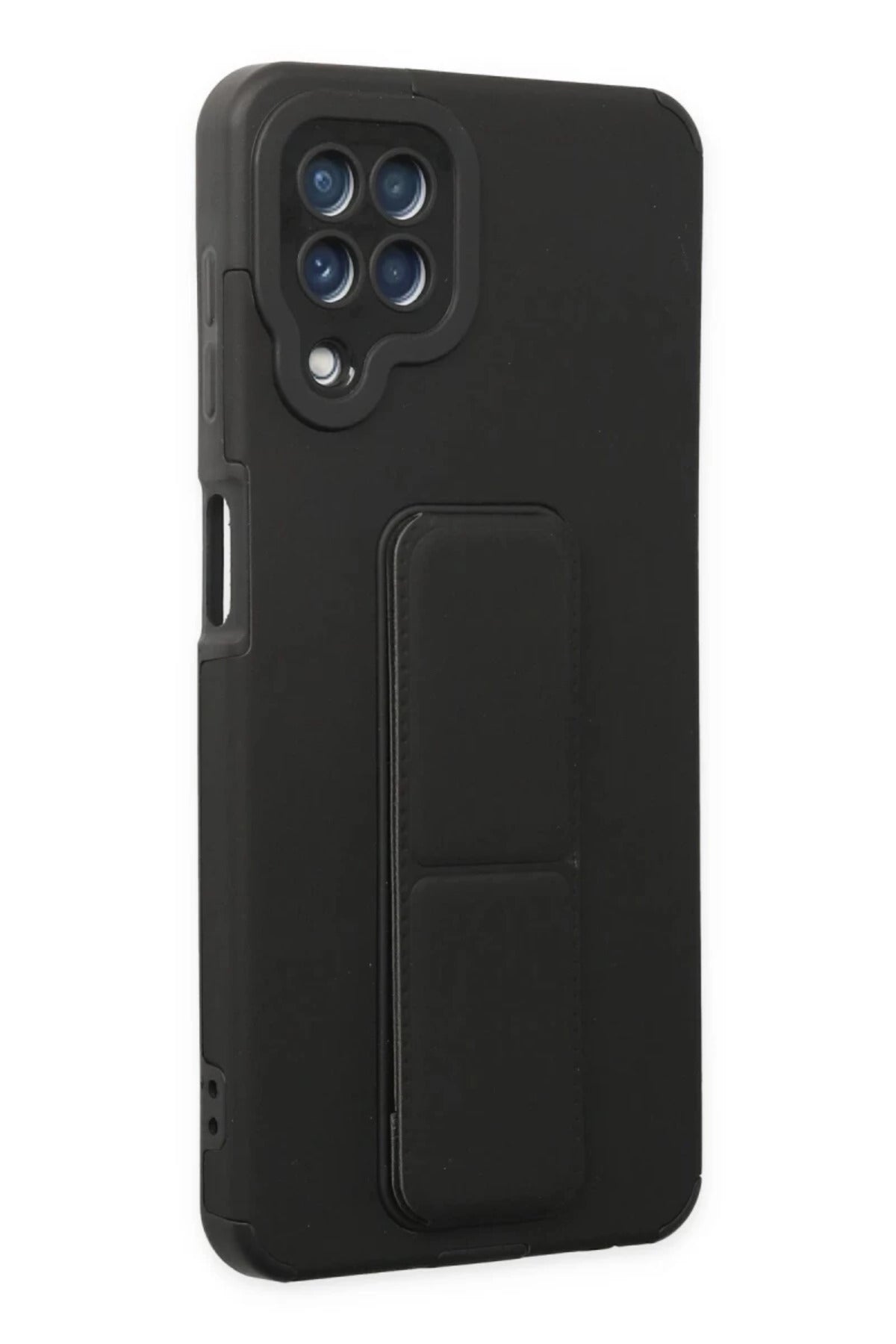 Samsung Galaxy A22 Uyumlu Kılıf Mega Standlı Silikon - Siyah