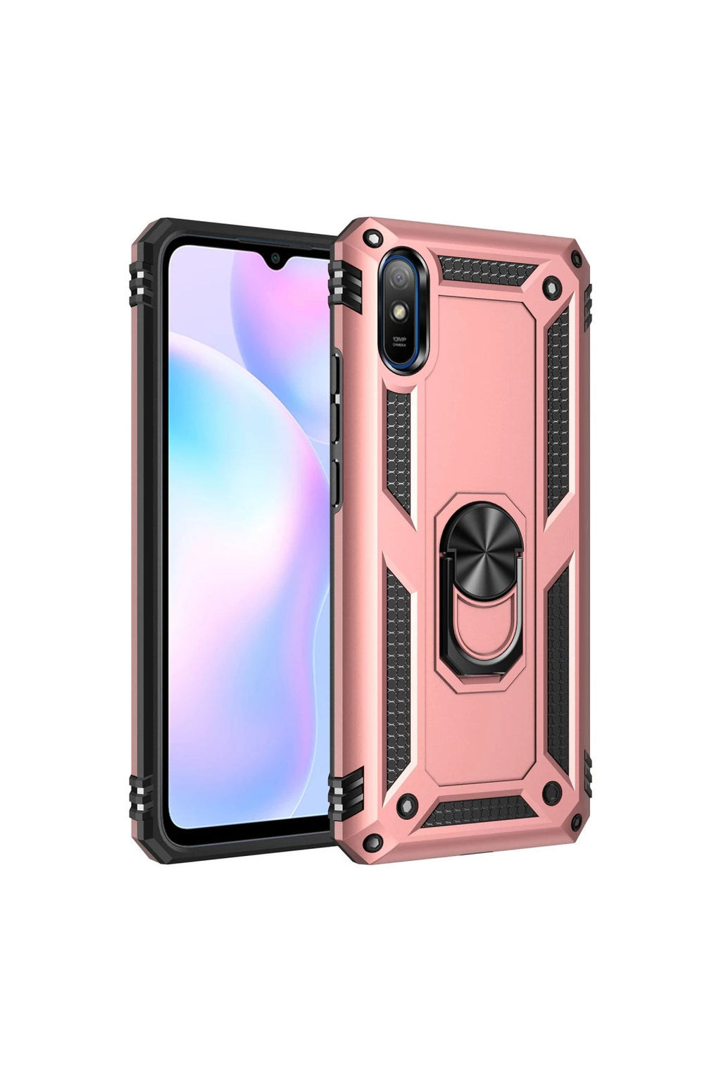 Xiaomi Redmi 9A Uyumlu Kılıf Sofya Yüzüklü Silikon Kapak - Rose