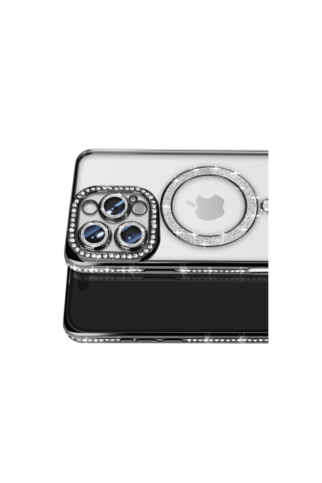 Apple iPhone 16 Pro Max Uyumlu Kılıf Joke Simli Magneticsafe Kılıf - Siyah