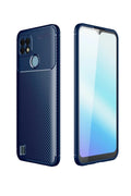 Realme C21 Uyumlu Kılıf Auto Focus Karbon Kapak - Lacivert