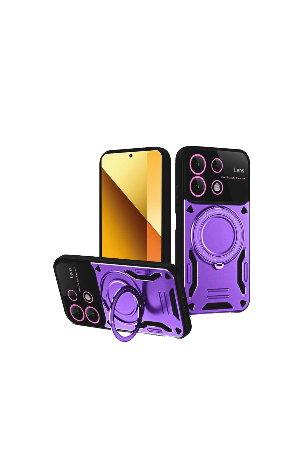 Xiaomi Redmi Note 13 4G Uyumlu Kılıf Joy Lens Standlı Kapak - Mor