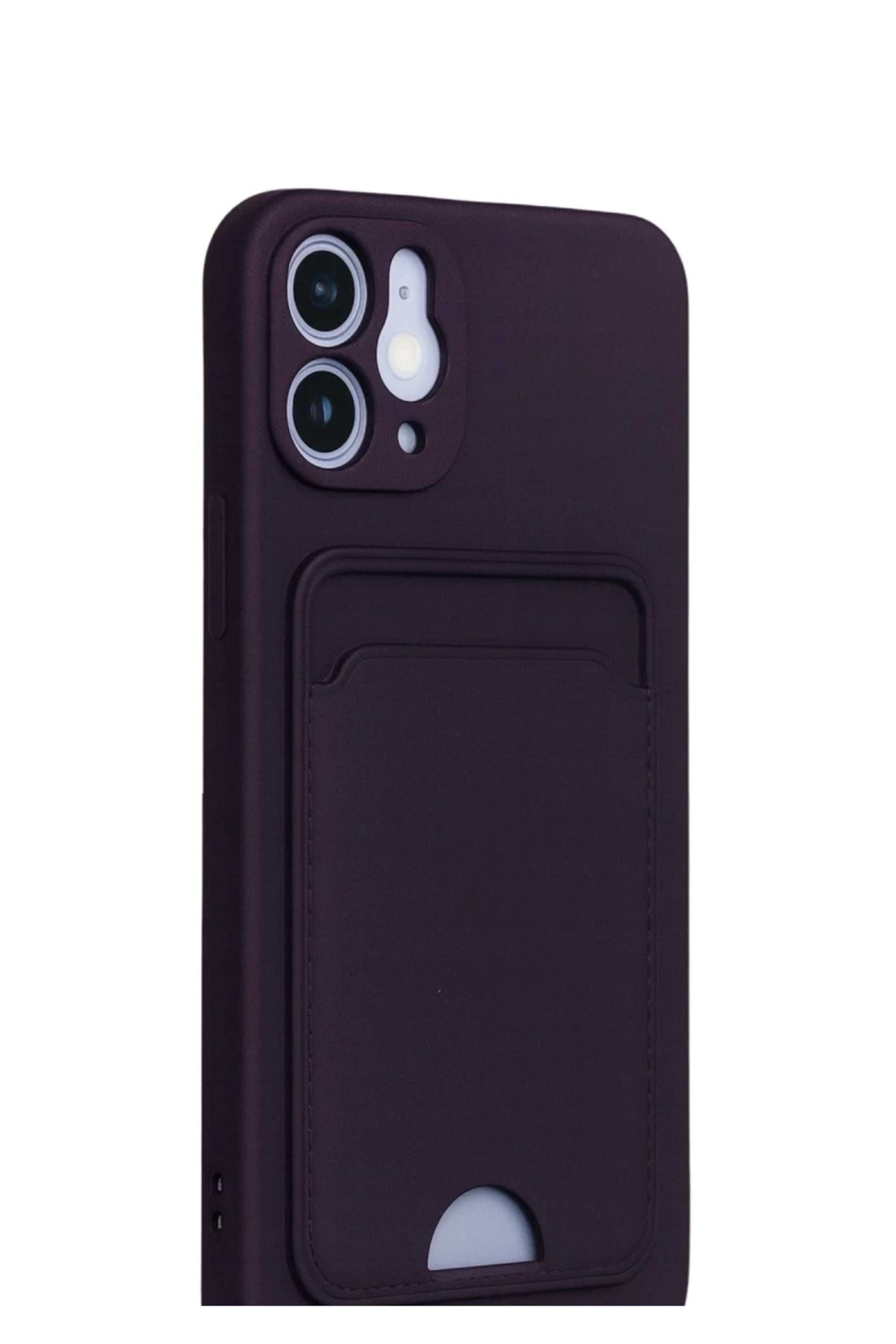 Apple iPhone 12 Uyumlu Kılıf Kelvin Kartvizitli Silikon - Derin Mor