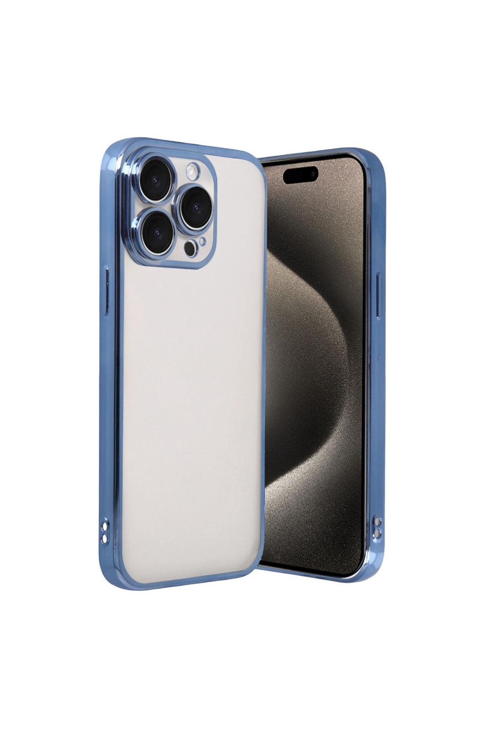 Apple iPhone 15 Pro Max Uyumlu Lensli Silikon - Açık Mavi