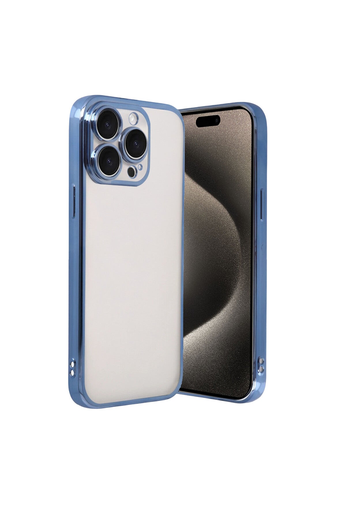 Apple iPhone 15 Pro Max Uyumlu Lensli Silikon - Açık Mavi