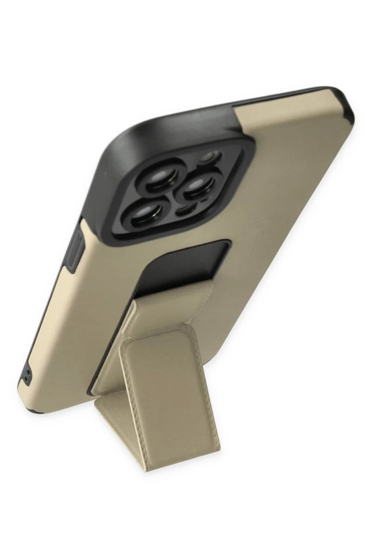 Apple iPhone 12 Pro Max Uyumlu Kılıf Mega Standlı Silikon - Gold