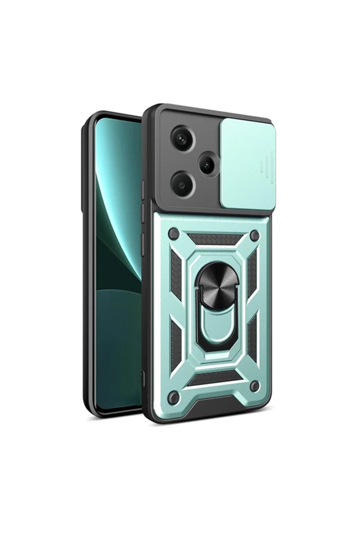 Xiaomi Redmi Note 13 Pro Plus Uyumlu Kılıf Pars Lens Yüzüklü Silikon - Yeşil