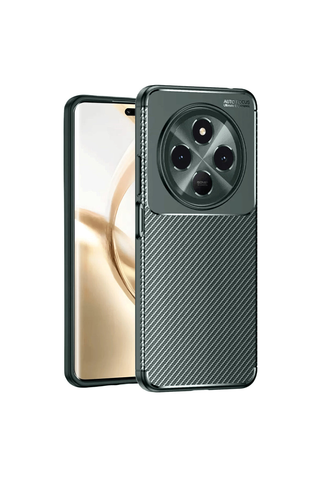 Tecno Spark 30 Uyumlu Kılıf Auto Focus Karbon Kapak - Koyu Yeşil