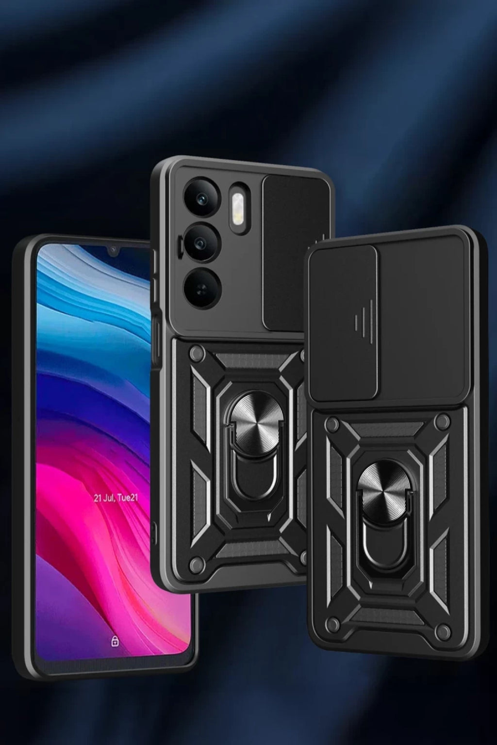 Realme C75 4G Uyumlu Kılıf Pars Lens Yüzüklü Silikon - Yeşil