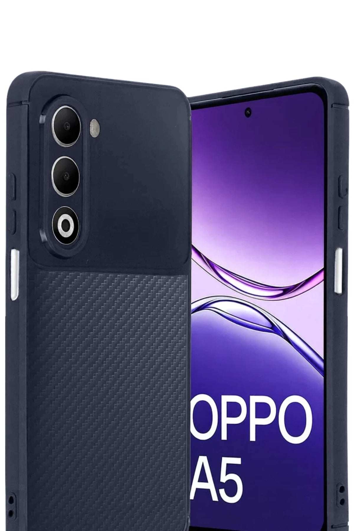Oppo A5 4G Uyumlu Auto Focus Karbon Kapak - Lacivert