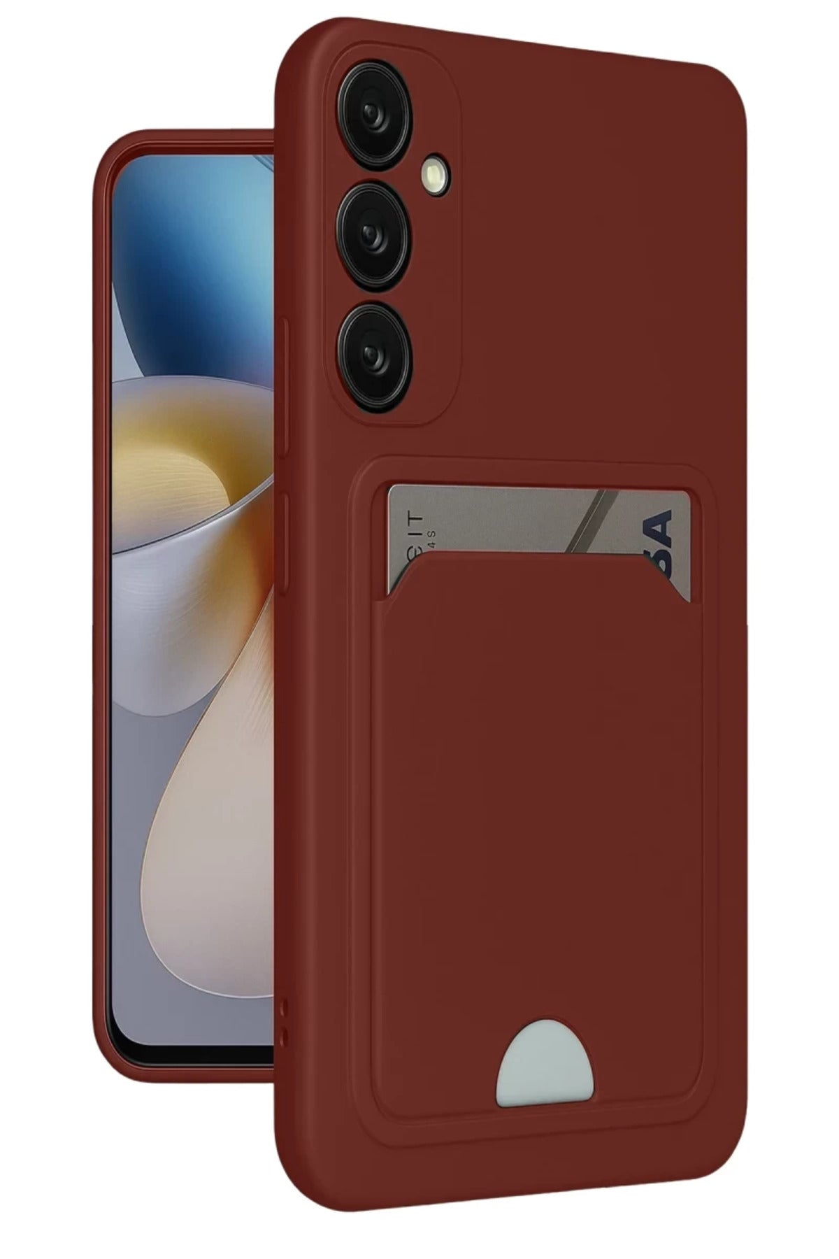 Samsung Galaxy A55 5G Uyumlu Kılıf Kelvin Kartvizitli Silikon - Bordo