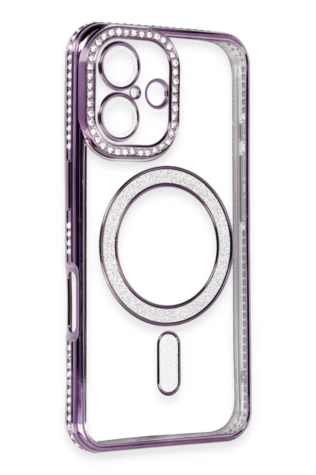 Apple iPhone 16 Uyumlu Kılıf Joke Simli Magneticsafe Kılıf - Derin Mor