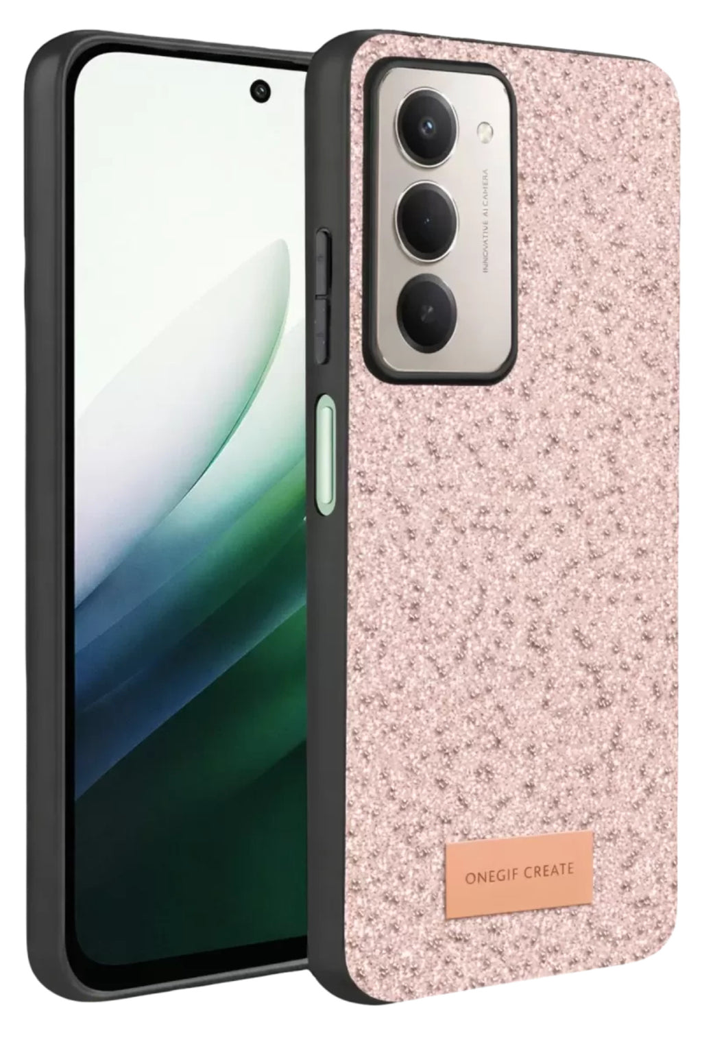 Onegif Xiaomi Redmi 15 4G Uyumlu Bright Simli Kapak - Pembe