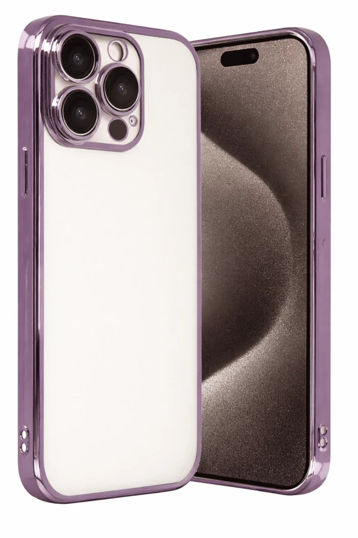 Apple iPhone 15 Pro Max Uyumlu Lensli Silikon - Mor