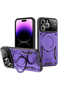 Apple iPhone 16 Pro Max Uyumlu Kılıf Joy Lens Standlı Kapak - Mor