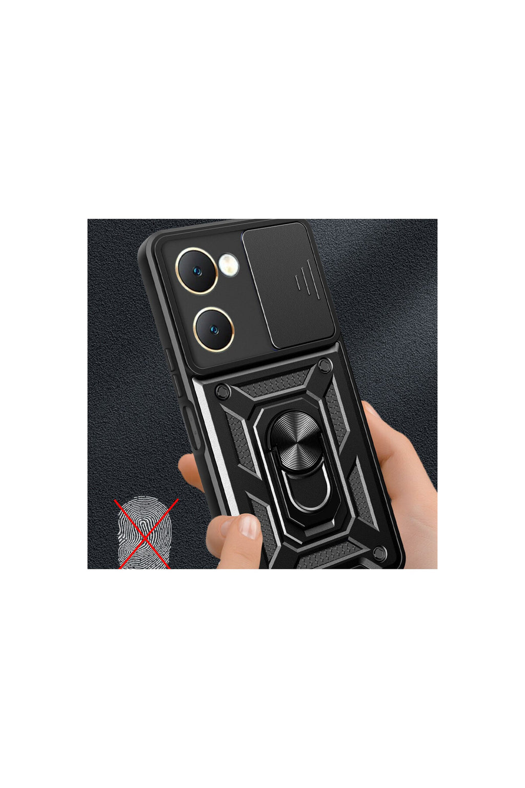 Vivo Y18 Uyumlu Kılıf Pars Lens Yüzüklü Silikon - Siyah