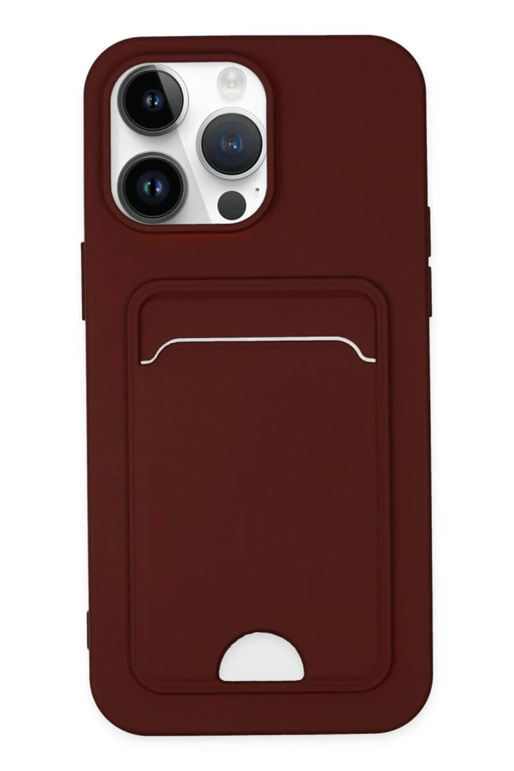 Apple iPhone 14 Pro Uyumlu Kılıf Kelvin Kartvizitli Silikon - Bordo
