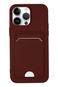 Apple iPhone 14 Pro Uyumlu Kılıf Kelvin Kartvizitli Silikon - Bordo
