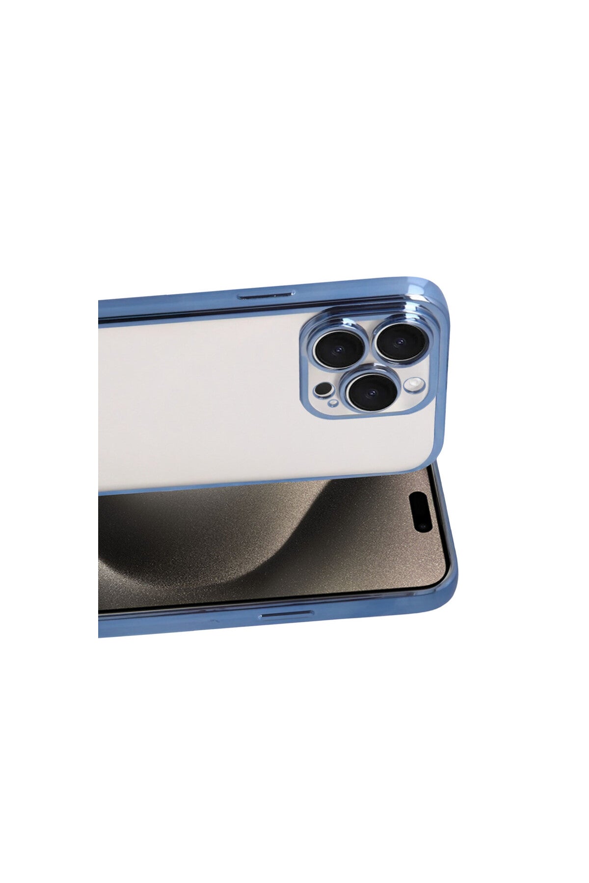 Apple iPhone 15 Pro Max Uyumlu Lensli Silikon - Açık Mavi
