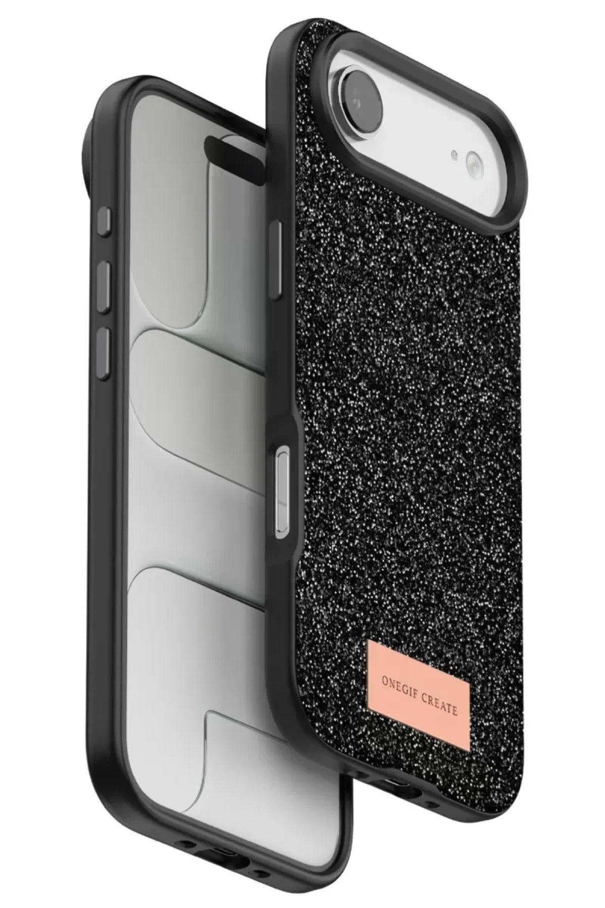 Onegif Apple iPhone 17 Air Uyumlu Bright Simli Kapak - Siyah