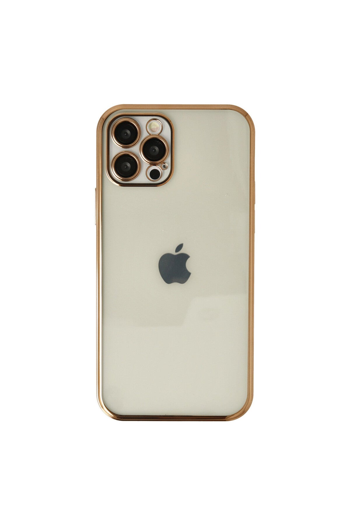 Apple iPhone 12 Pro Uyumlu Kılıf Lensli Silikon - Gold