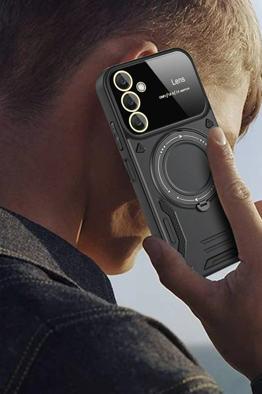 Samsung Galaxy A15 4G Uyumlu Kılıf Joy Lens Standlı Kapak - Mor