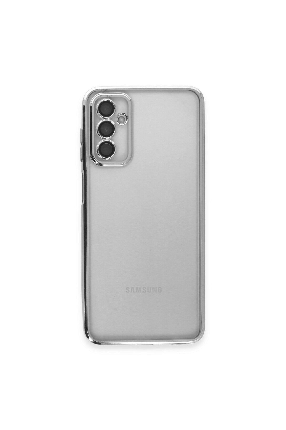 Samsung Galaxy M23 Uyumlu Kılıf Lensli Silikon - Gümüş