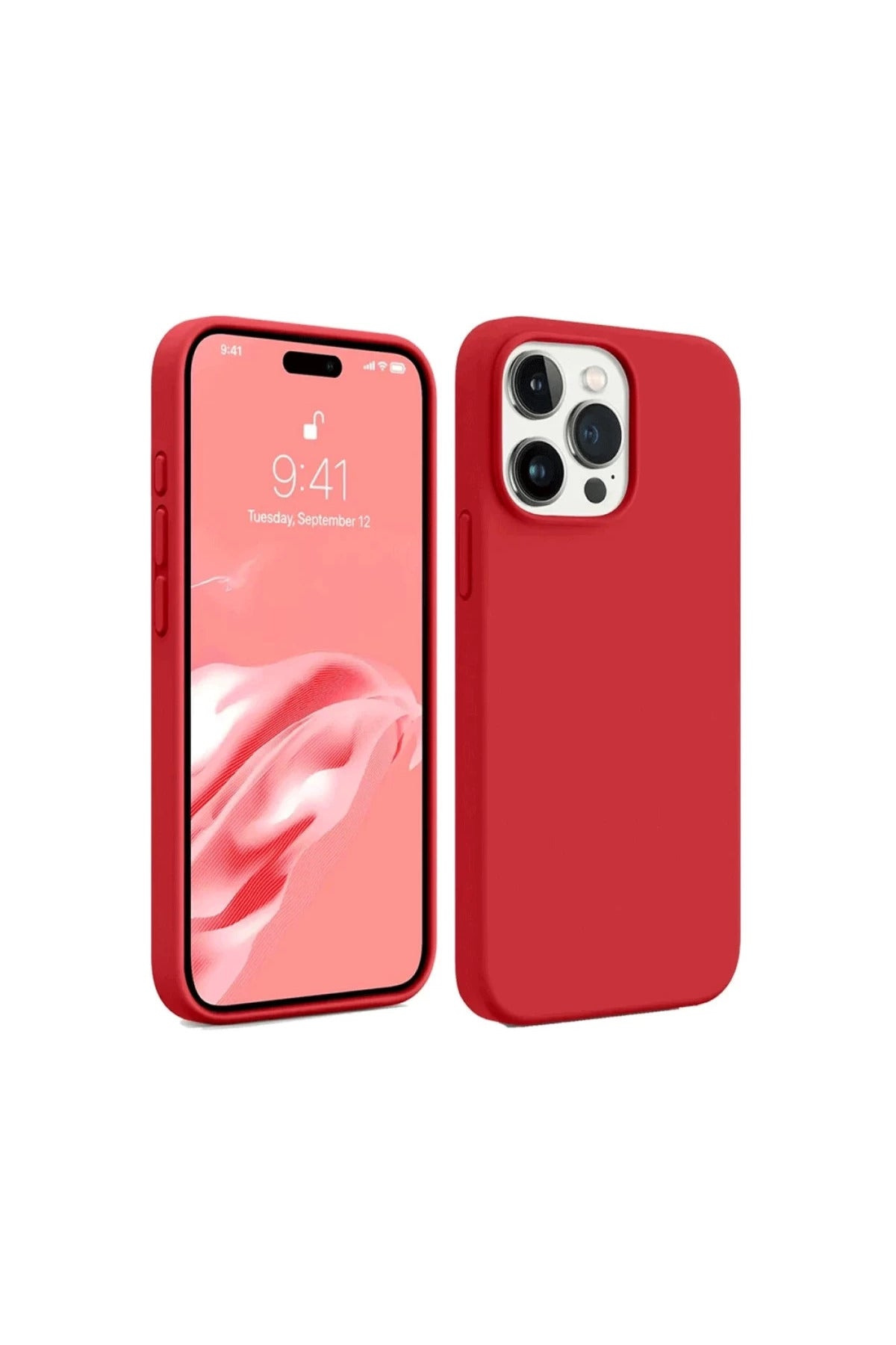 Apple iPhone 15 Pro Max Uyumlu Kılıf First Silikon - Kırmızı