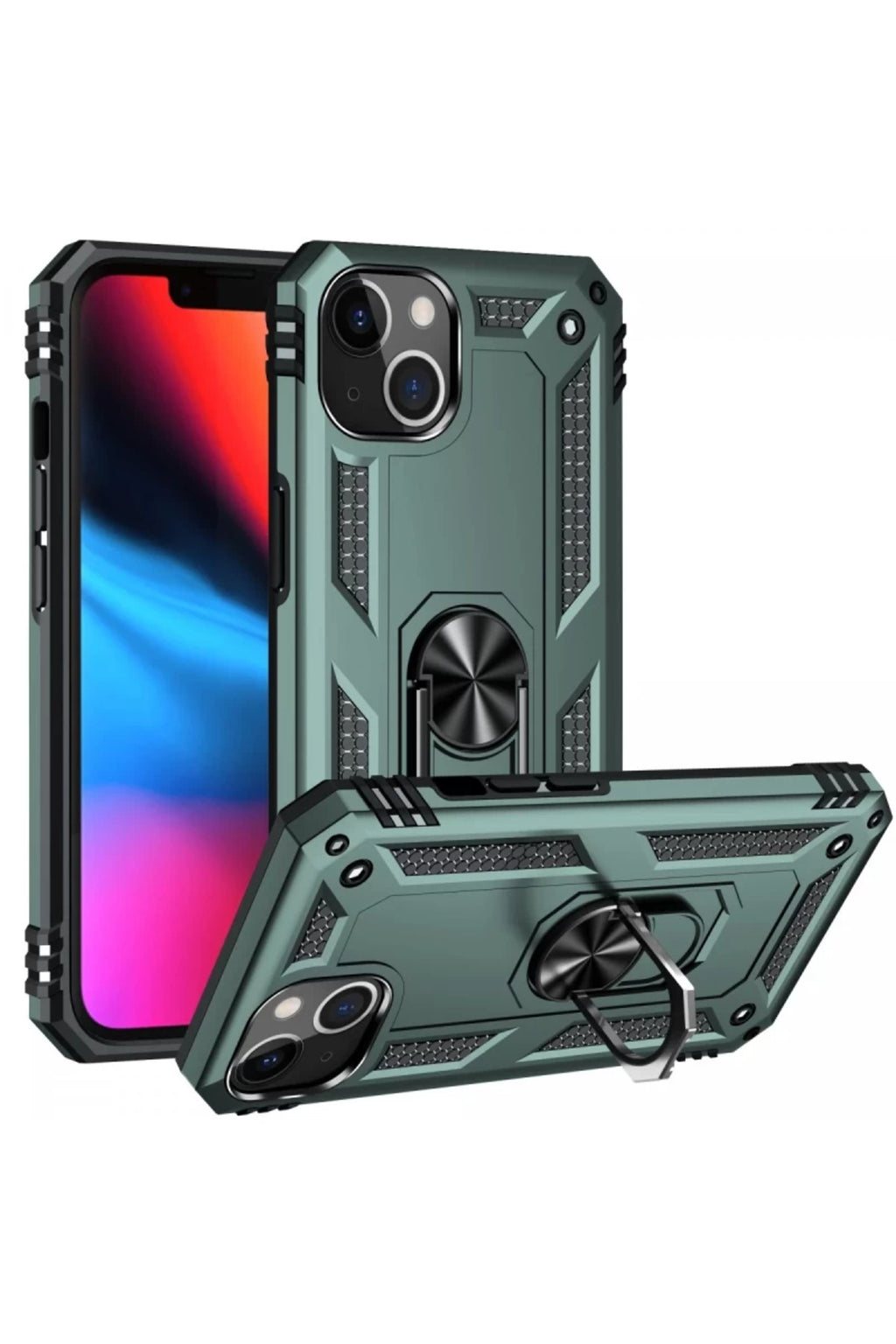 Apple iPhone 14 Plus Uyumlu Kılıf Sofya Yüzüklü Silikon Kapak - Yeşil