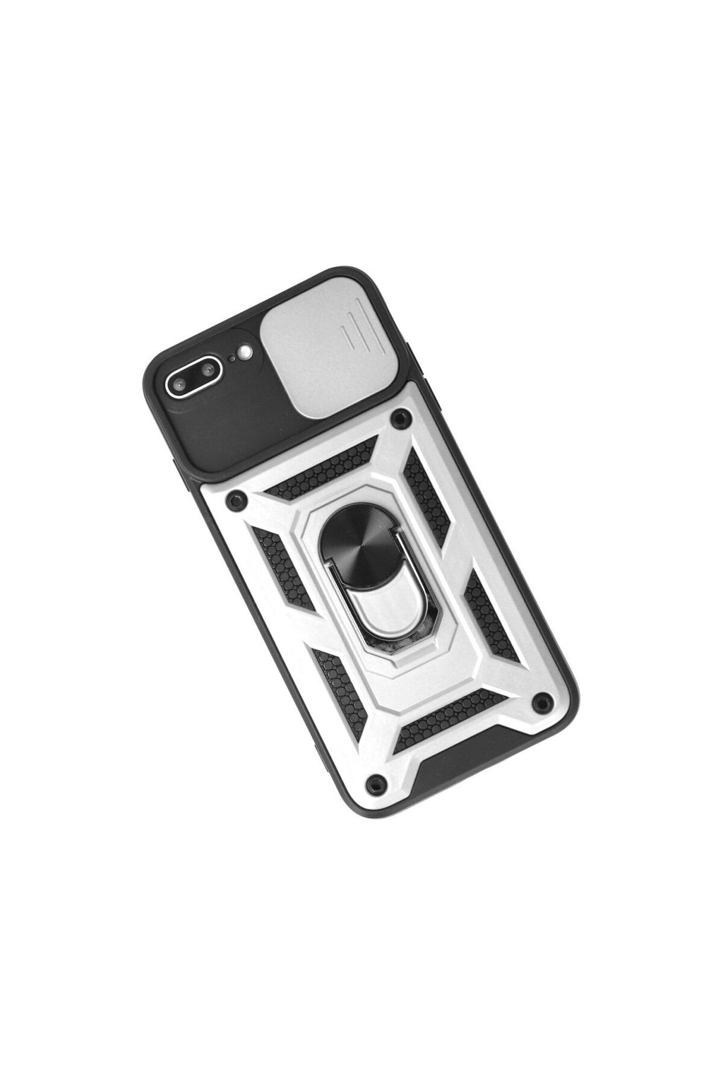 Apple iPhone 7 Plus Uyumlu Kılıf Pars Lens Yüzüklü Silikon - Gümüş