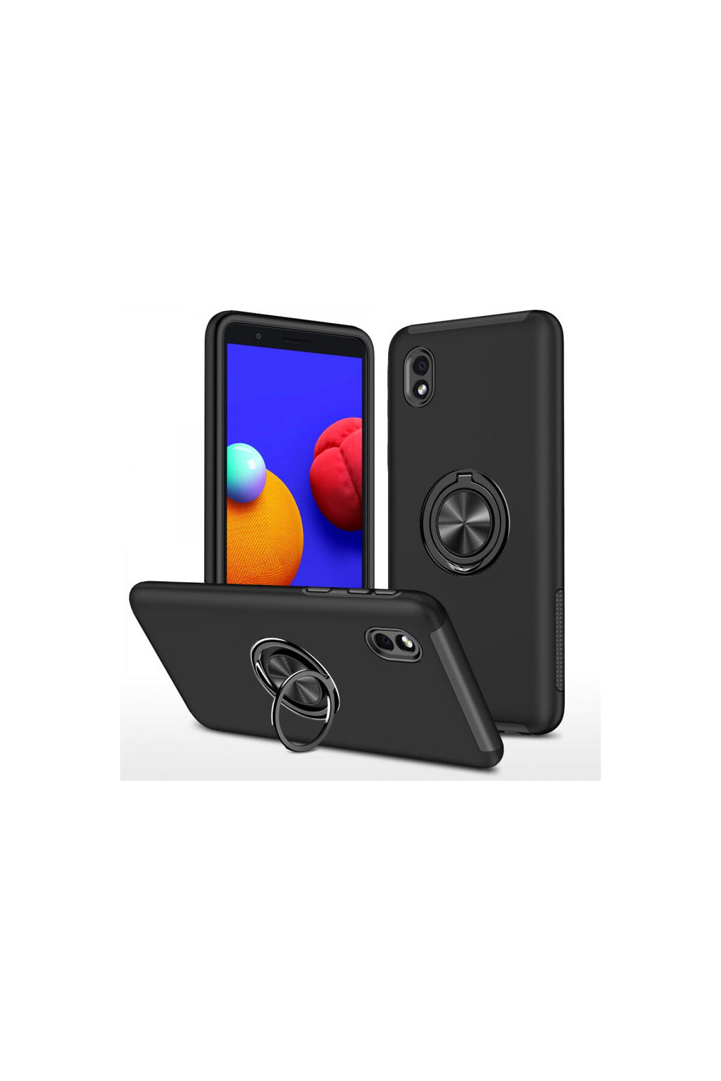 Samsung Galaxy A01 Core Uyumlu Kılıf Elit Yüzüklü Kapak - Siyah