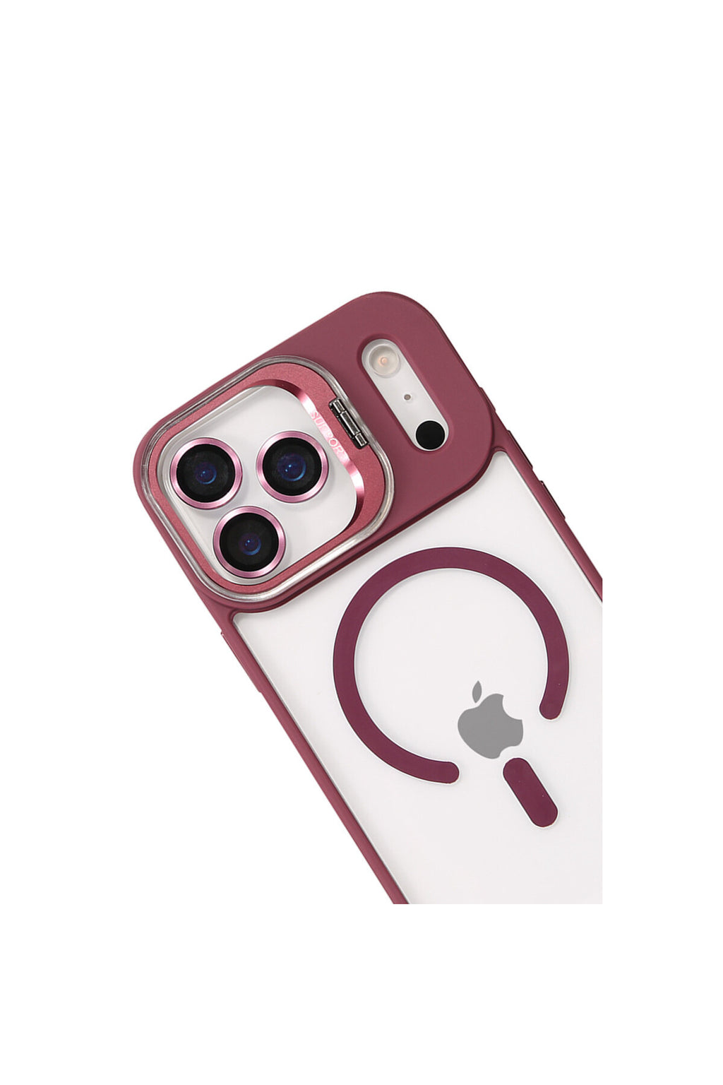 Joko Apple iPhone 17 Pro Max Uyumlu Remim Lensli Magsafe Standlı Kapak - Bordo