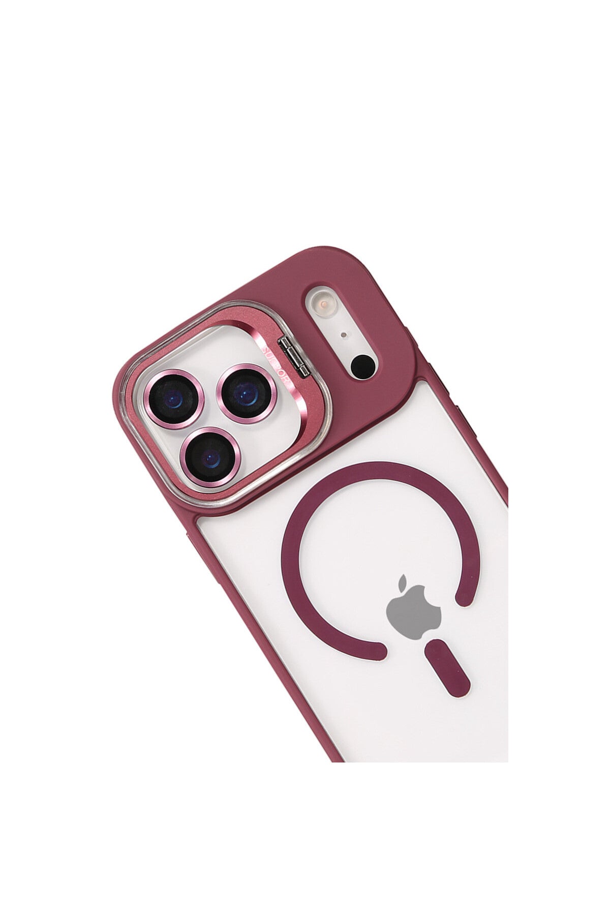 Joko Apple iPhone 17 Pro Max Uyumlu Remim Lensli Magsafe Standlı Kapak - Bordo