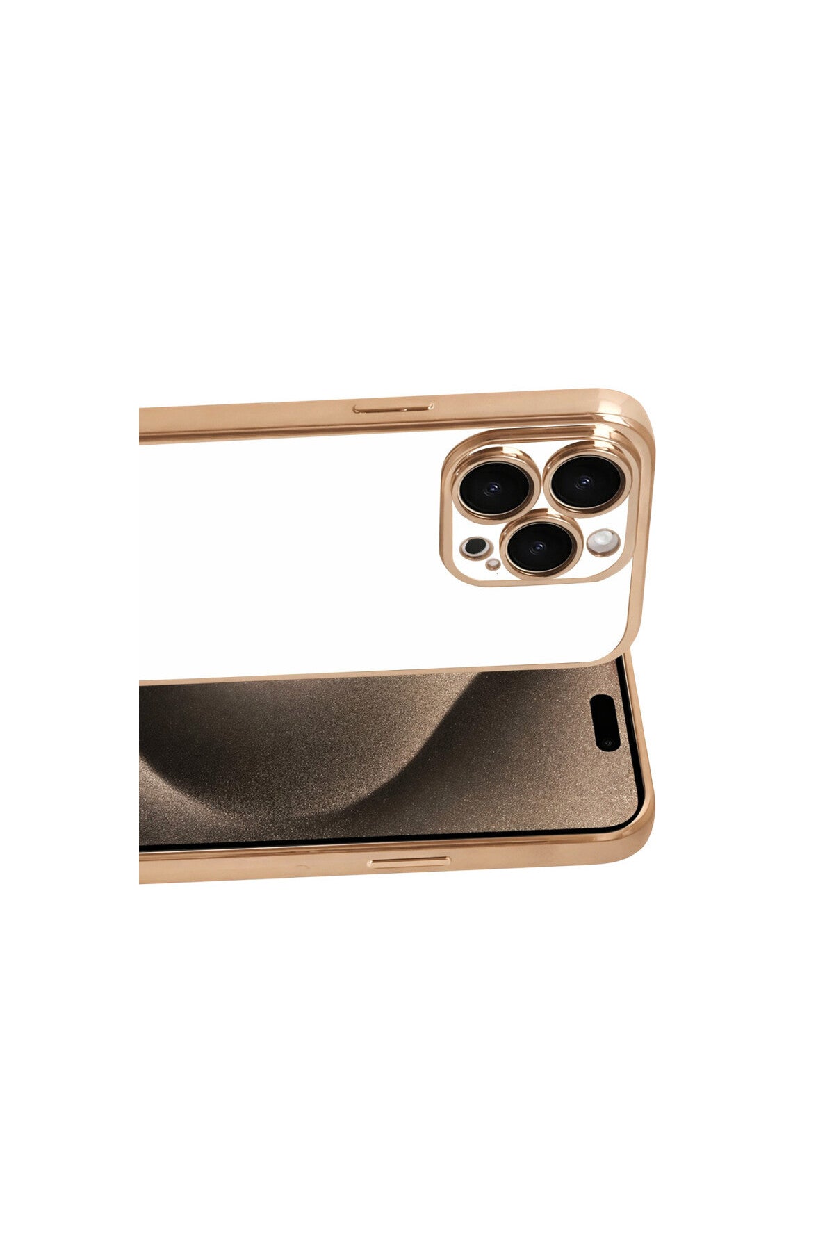 Apple iPhone 15 Pro Max Uyumlu Lensli Silikon - Gold