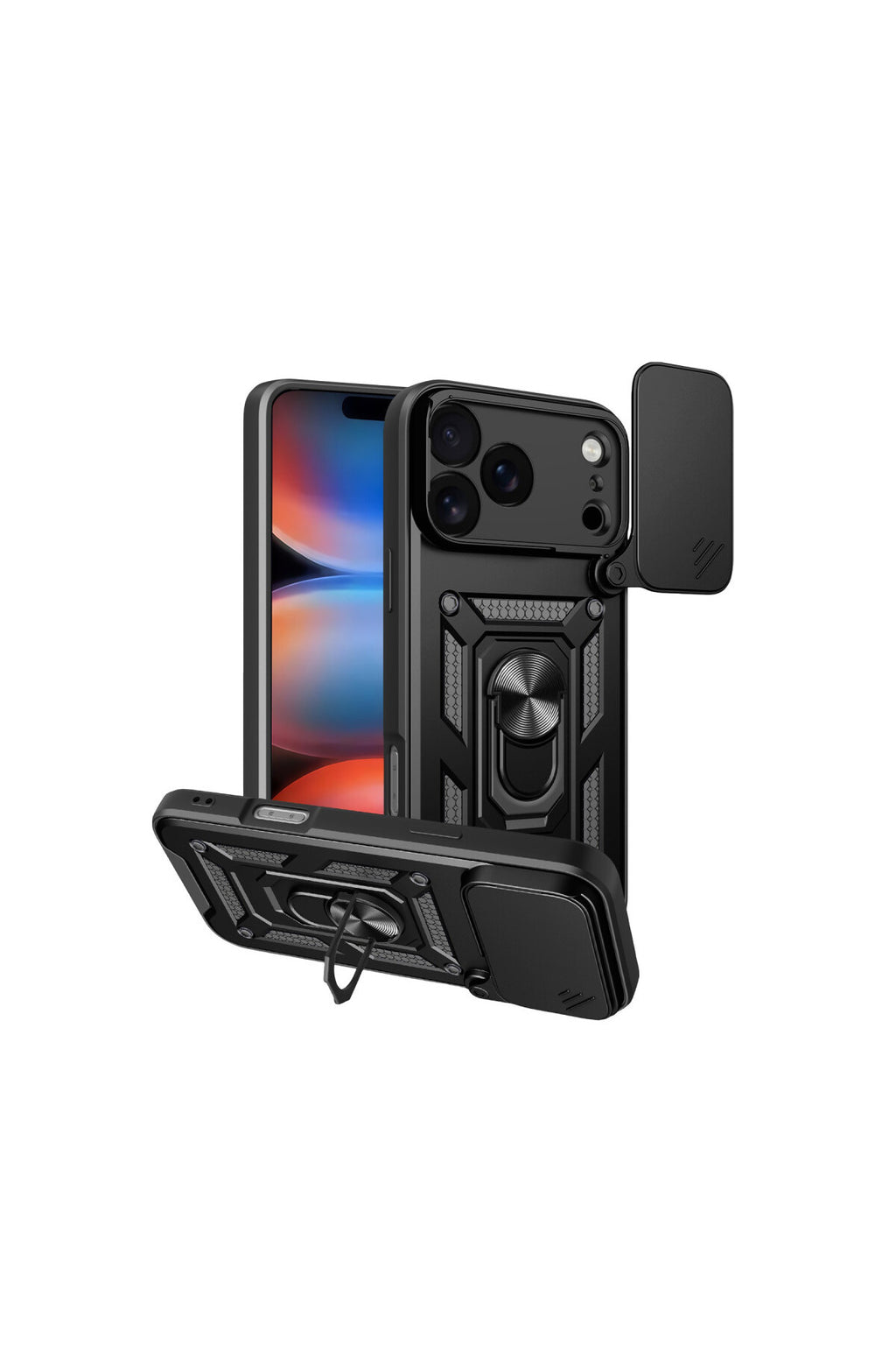 Apple iPhone 17 Pro Uyumlu Pars Lens Yüzüklü Silikon - Siyah